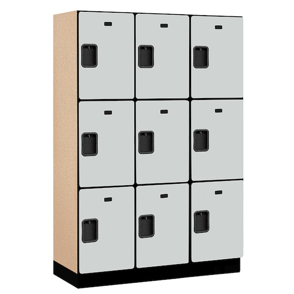 Salsbury Industries 3 Tier Designer Locker, 54"Wx76"Hx18"D, 9 Door, Gray 18-23368GRY - main